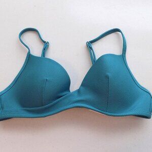 SHADE & SHORE Teal Blue Textured Molded Cup Underwire Bikini Top Sz 32B Like new
